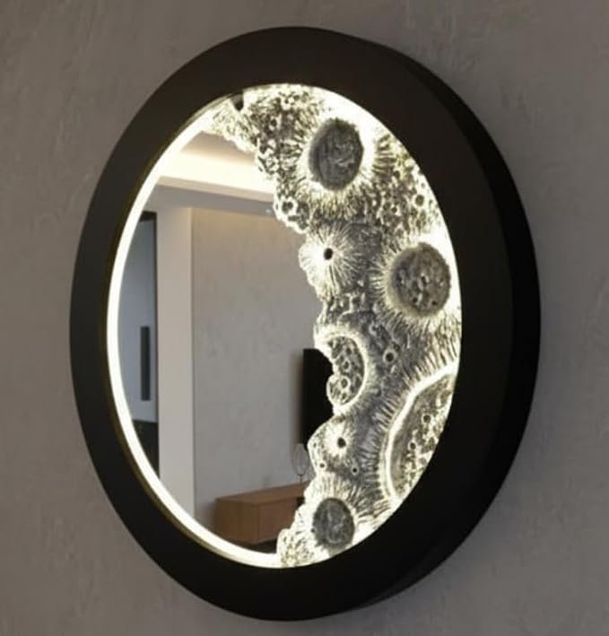 Moonglow Mirror LED Night Lamp | 3D Moonlight Lamp with Mirror-Reflection | Unique Home & Gift Decor | Available in (30 INCHES) - Image 4