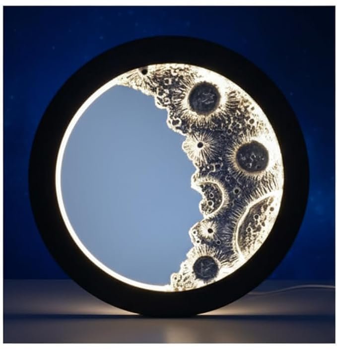 Moonglow Mirror LED Night Lamp | 3D Moonlight Lamp with Mirror-Reflection | Unique Home & Gift Decor | Available in (30 INCHES)