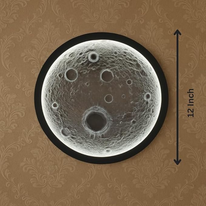 Moon Wall Light Panel, Decorative Night Light, Lunar Crater Design for for Bedrooms, Living Rooms and Offices, Home Decor in Round Shape (12 Inch) - Image 5
