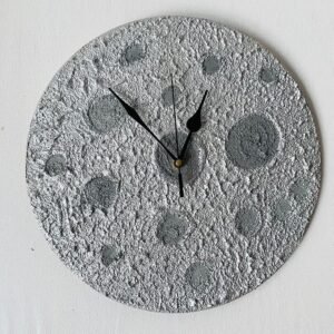Handmade Textured Moon Art Wall Clock | Modern Celestial Decor