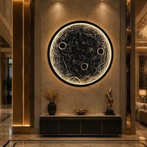 Home Moonlight Wall Mural Decor, Lighted Wall Art for Bedrooms, Living Rooms and Offices, Home Decor with Corded Wire(42 INCH)