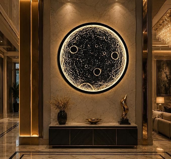 Home Moonlight Wall Mural Decor, Lighted Wall Art for Bedrooms, Living Rooms and Offices, Home Decor with Corded Wire(42 INCH)