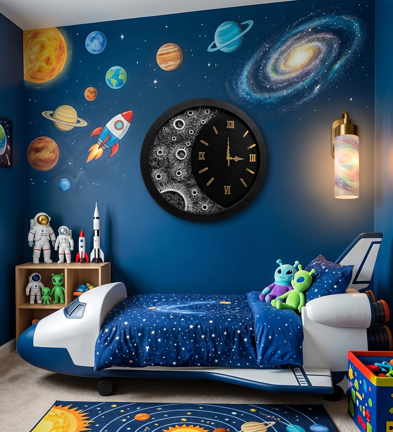 24 Inch LED Moon Phase Wall Clock, Silent Non-Ticking Wall Clock with Roman Numerals, Modern Acrylic Clock with White LED Light, Battery Operated for Living Room, Bedroom, Office - Image 2