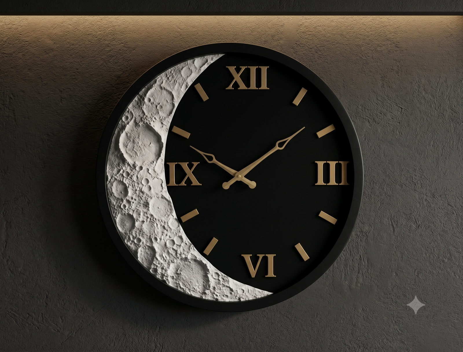 12 Inch LED Moon Phase Wall Clock, Silent Non-Ticking Wall Clock with Roman Numerals, Modern Acrylic Clock with White LED Light, Battery Operated for Living Room, Bedroom, Office - Image 3