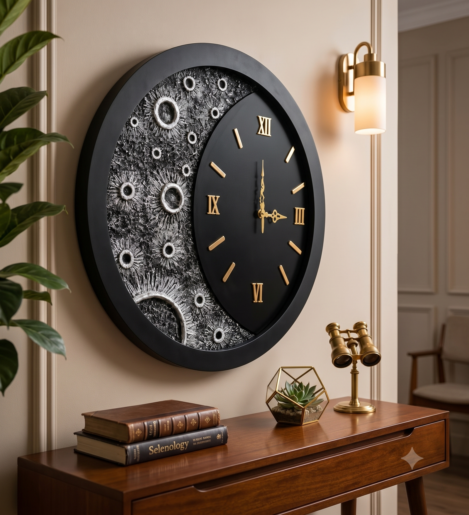 24 Inch LED Moon Phase Wall Clock, Silent Non-Ticking Wall Clock with Roman Numerals, Modern Acrylic Clock with White LED Light, Battery Operated for Living Room, Bedroom, Office - Image 3