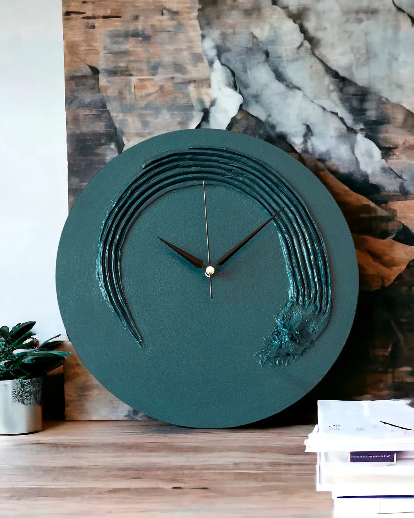 Modern Minimalist Concrete 3D Textured Wall Clock | Shop Flash Deal - Image 3
